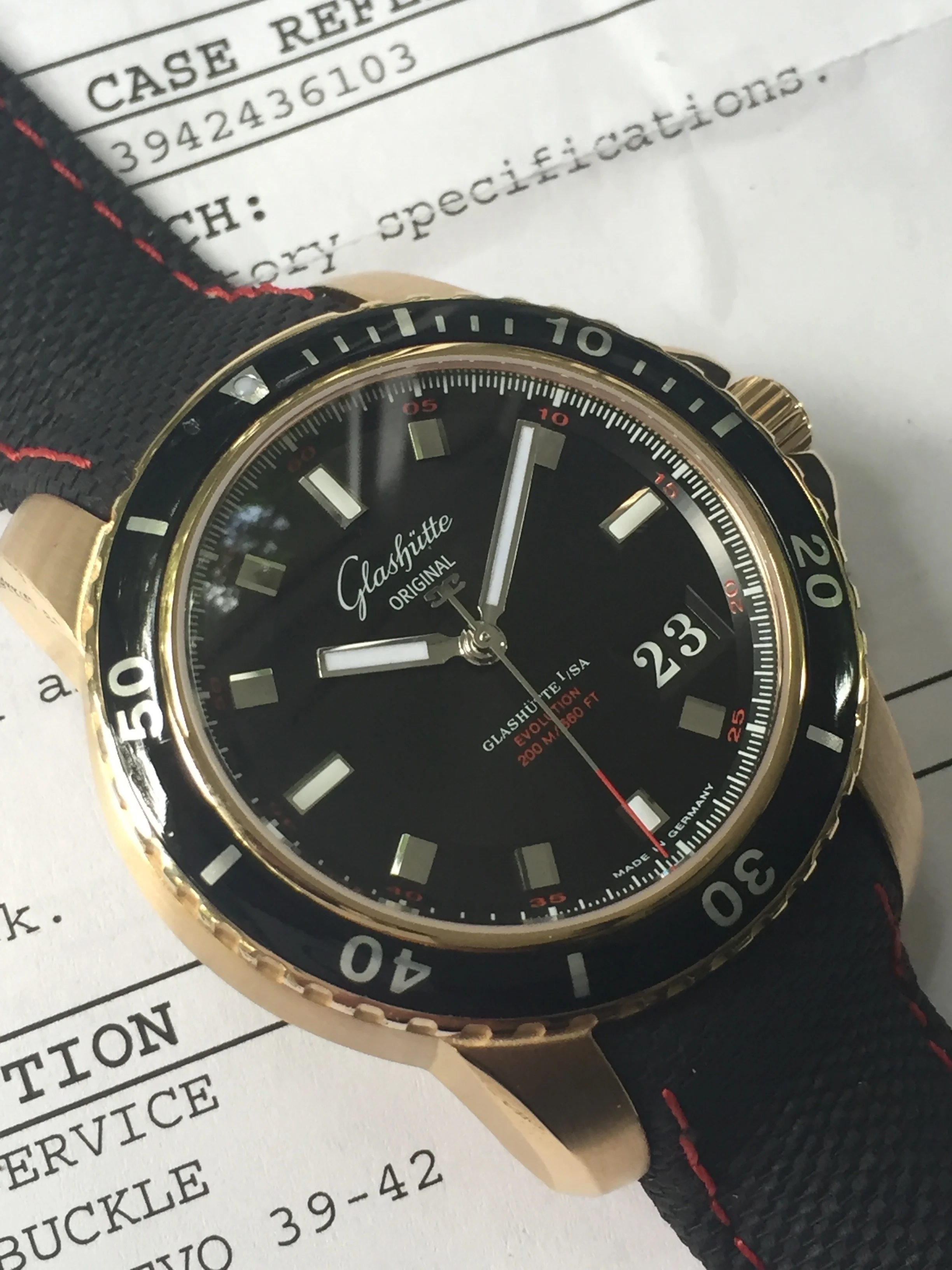 #SOLD Glashutte Original Sport Evolution Rose Gold Diver Serviced 6/2017