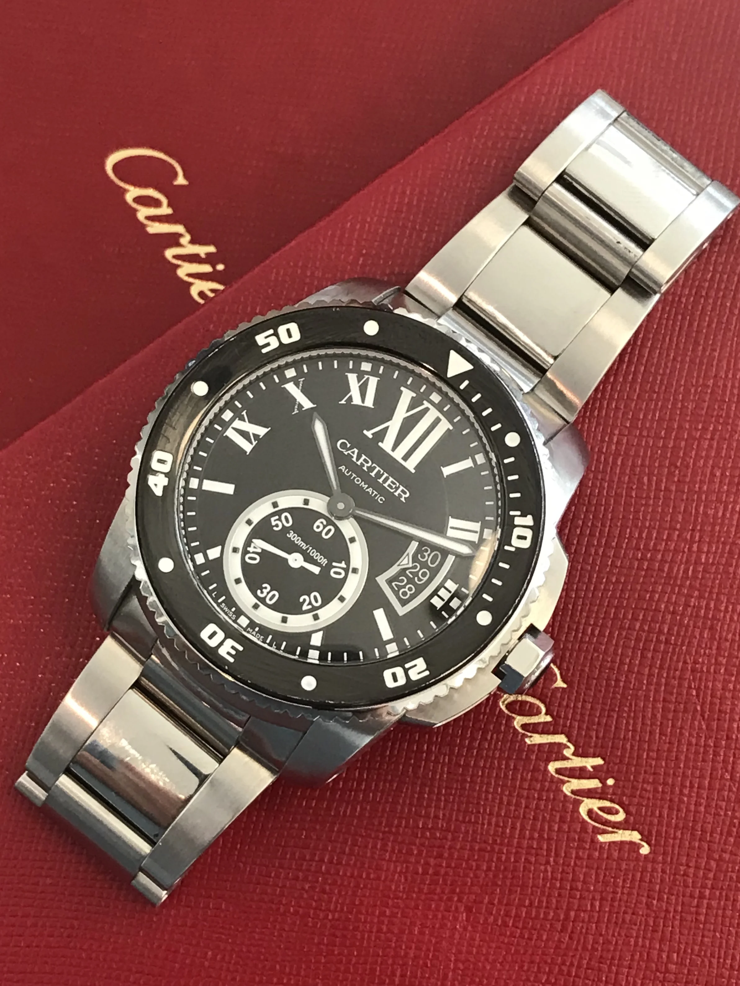 #SOLD Cartier Calibre de Cartier Diver Auto 42mm Steel Mens Bracelet Watch W7100057