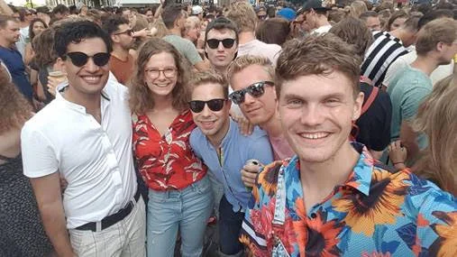 Me with Marijn, my older brother Jasper, at Amsterdam Gay Pride