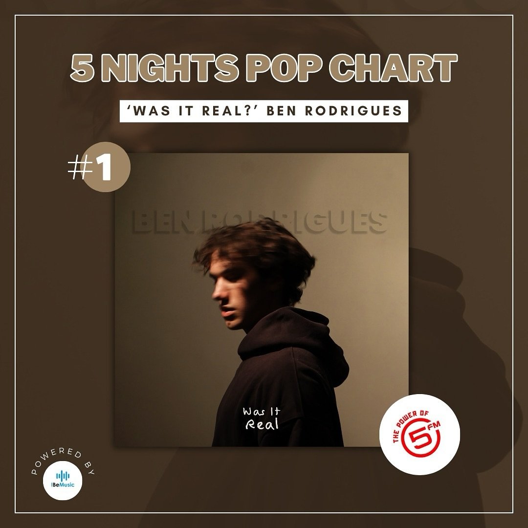 Congratulations @thebenrodrigues on hitting #1 on the #5fm 5 Nights Pop chart with &lsquo;Was It Real&rsquo; 🔥👏

Powered by I Be Music! 💫