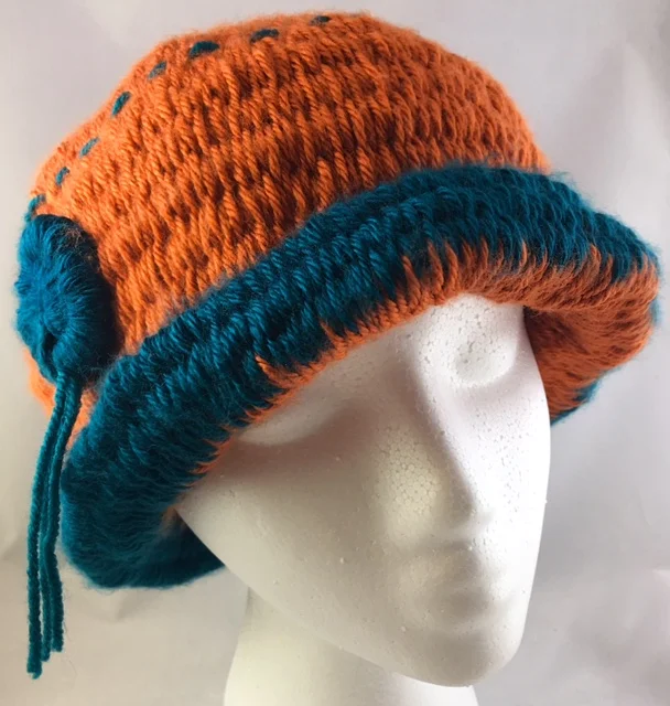 Orangey Slouchy Woven Hat $35