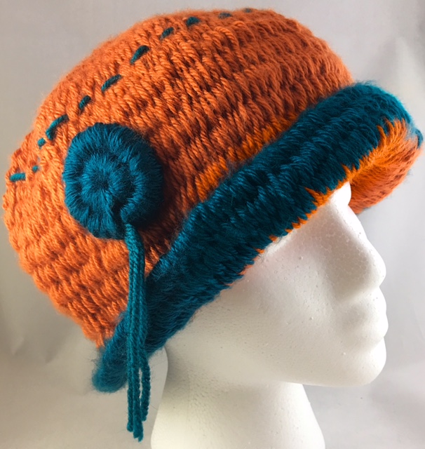 Detail - Orangey Slouchy Woven Hat