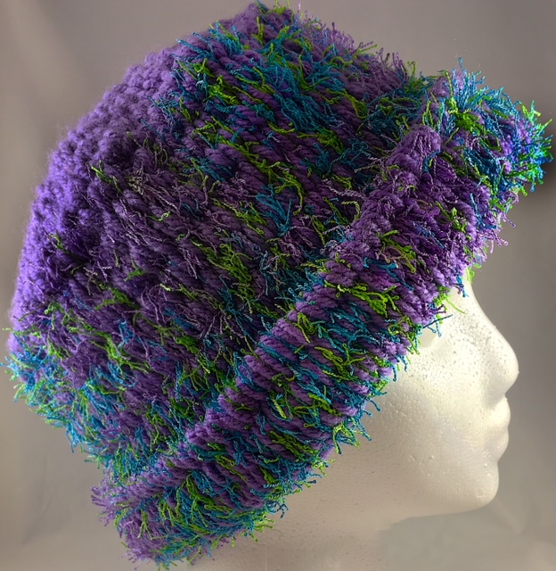 Purple Scrubby Slouchy Woven Hat $45