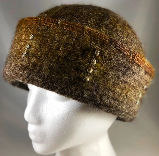Brown Heather Handwoven Felted Hat
