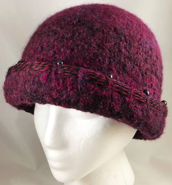 Red & Black Handwoven Felted Hat