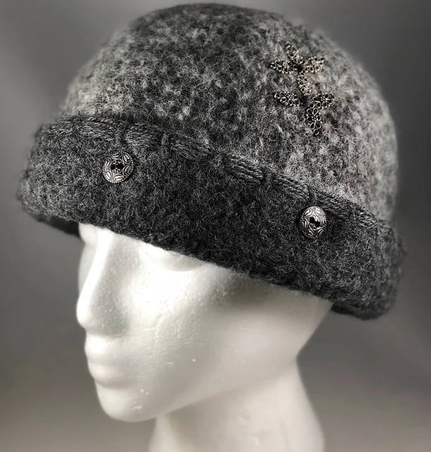 Grey Two Tone Handwoven Felted Hat