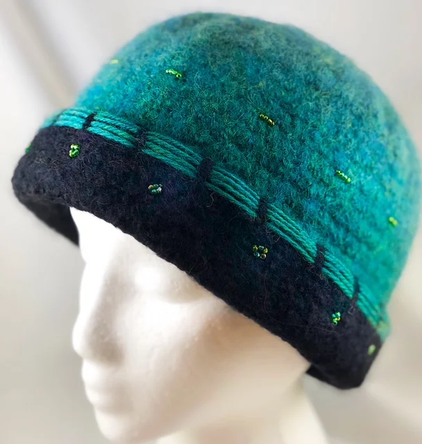 Jade Heather Handwoven Felted Hat