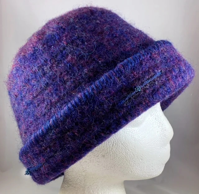 Blue Purple Handwoven Felted Hat