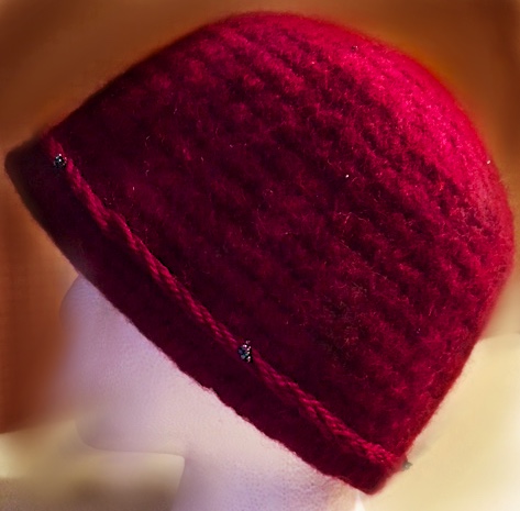 Burgundy Handwoven Felted Beanie