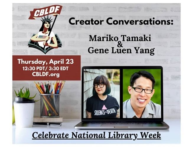 The @cbldf hosted this fun, informative webinar yesterday with @geneluenyang and @marikotamaki , in which they discuss navigating censorship - among other fun topics. You can watch a recording of it on their YouTube page.