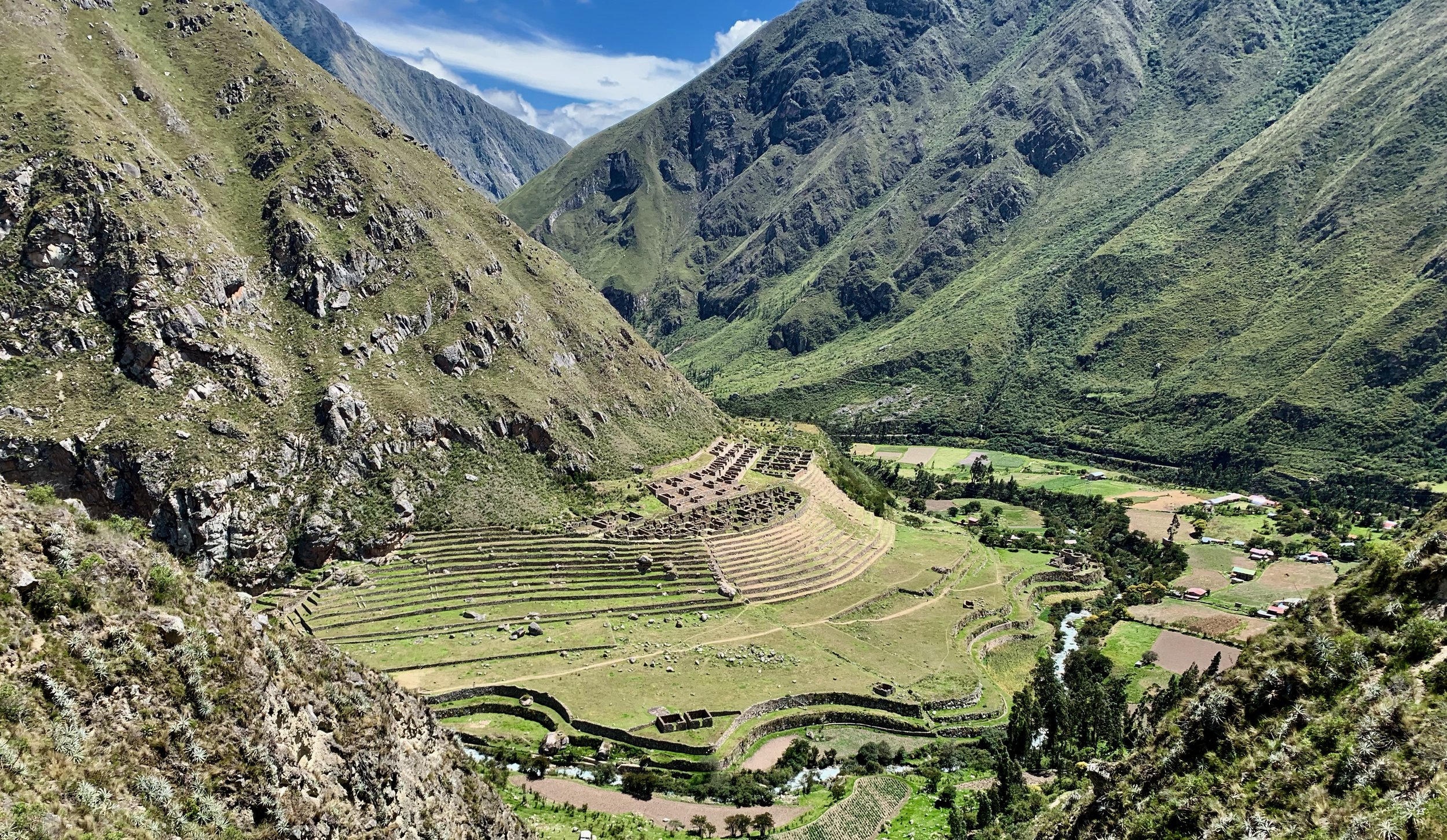 The view of Llactapata from across the river. When the Inca knew the Spanish were to take power of their lands, they blockaded this place by creating landslides to prevent access by trail.