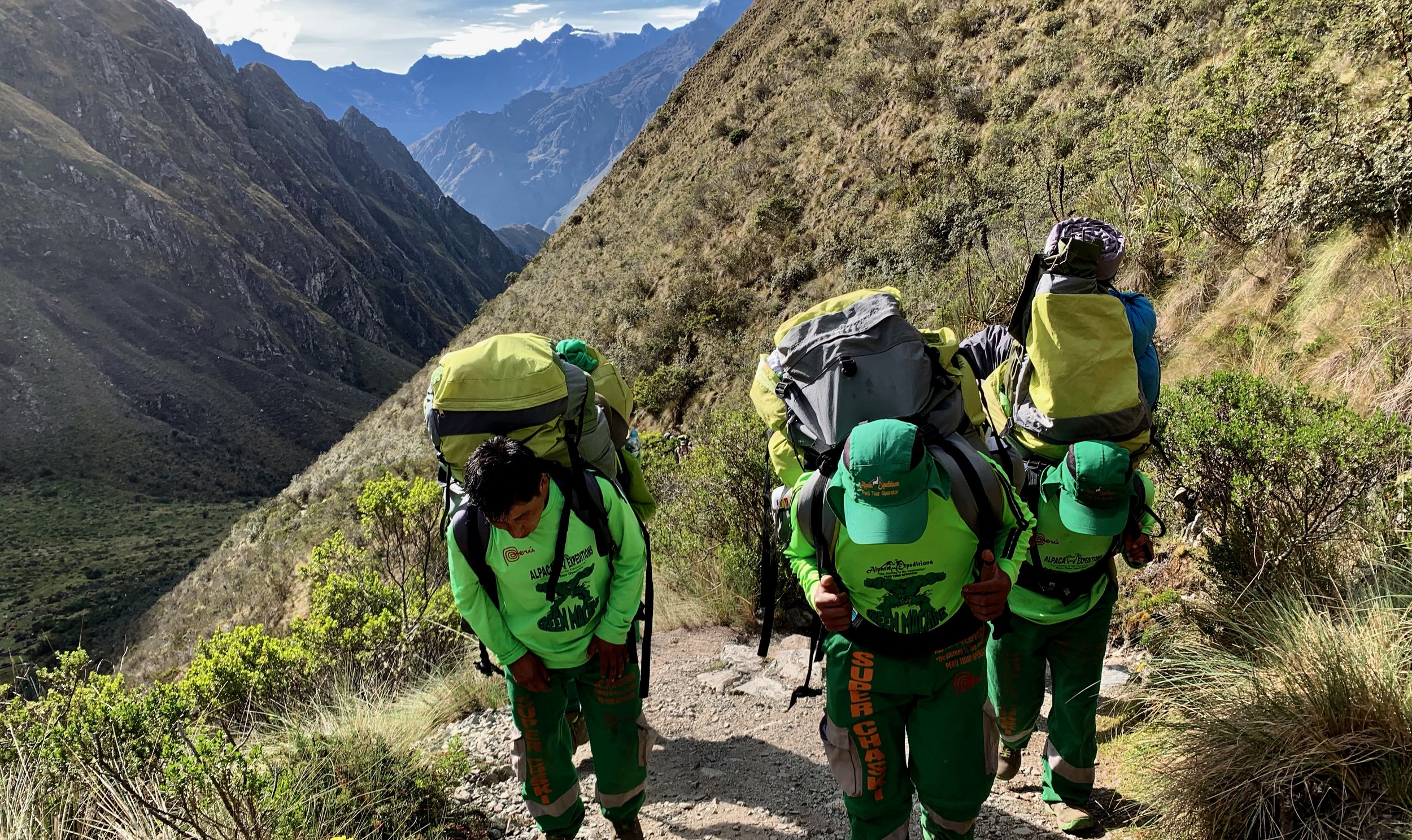 Our incredible porters, nicknamed “The Green Machine” and “Super Chaskis”