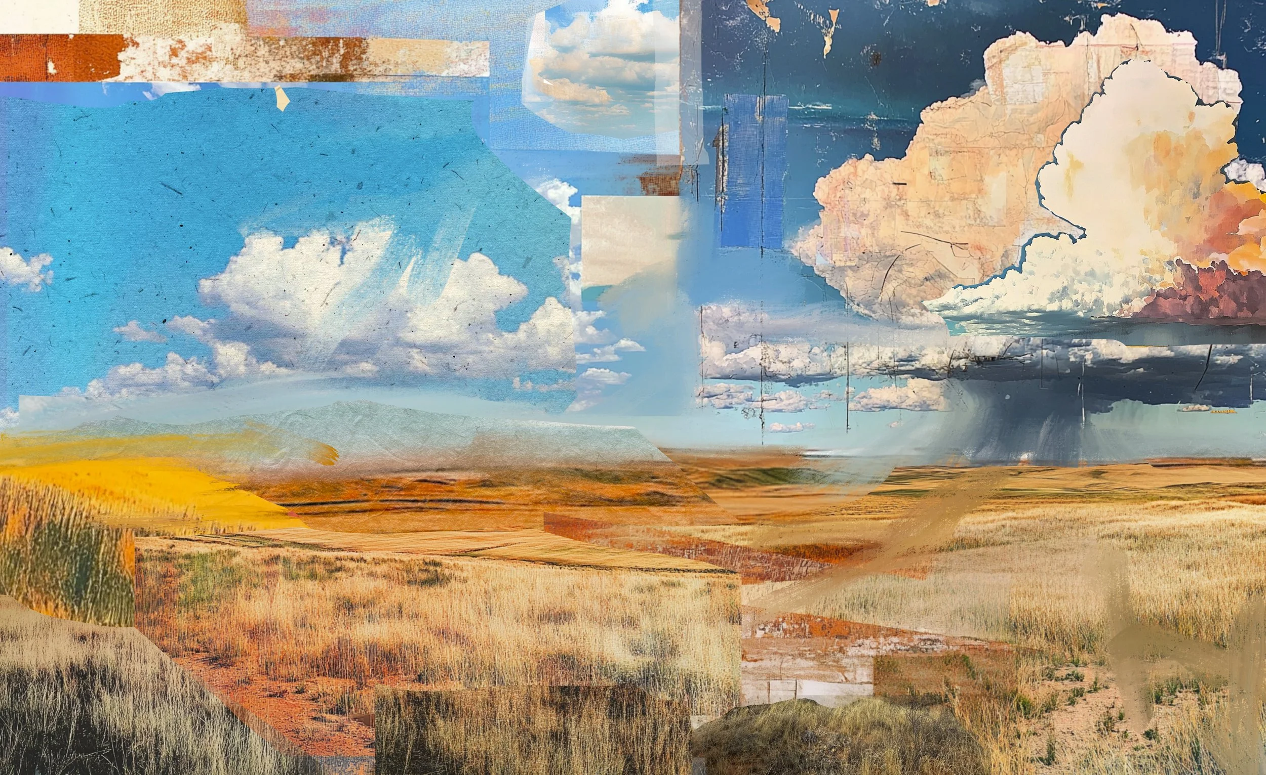 The Golden Spread Under Blue Skies, Multimedia Digital Collage