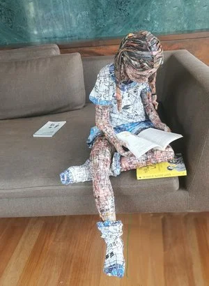 Efvresy as a Child, Paper mosaic, 2024