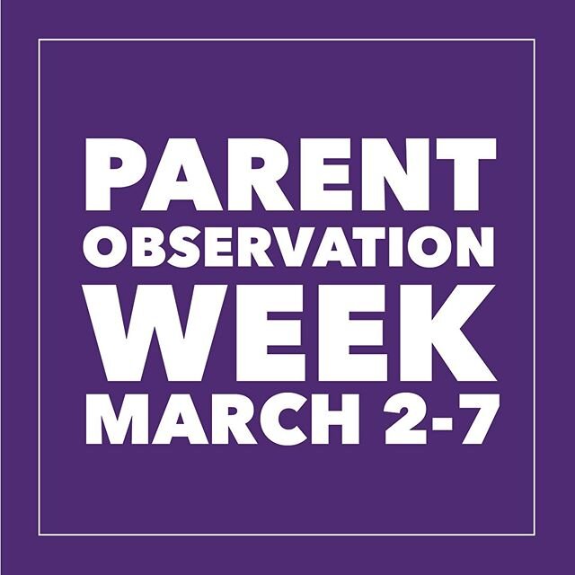 Parent observation week is March 2-7. Parents are welcome to observe class from the dance room.
