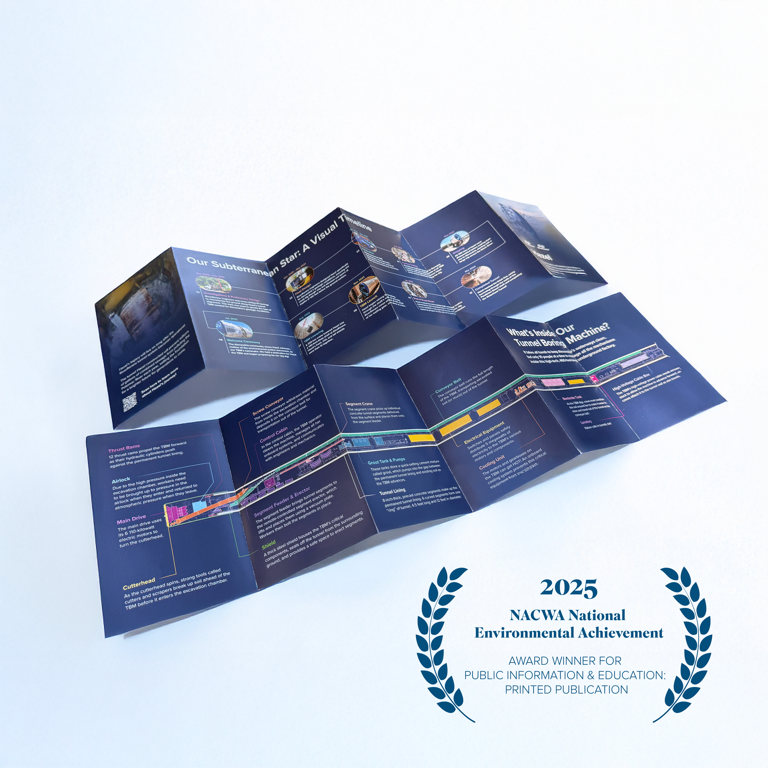 Accordion Brochure with a Tunnel Boring Machine Illustration