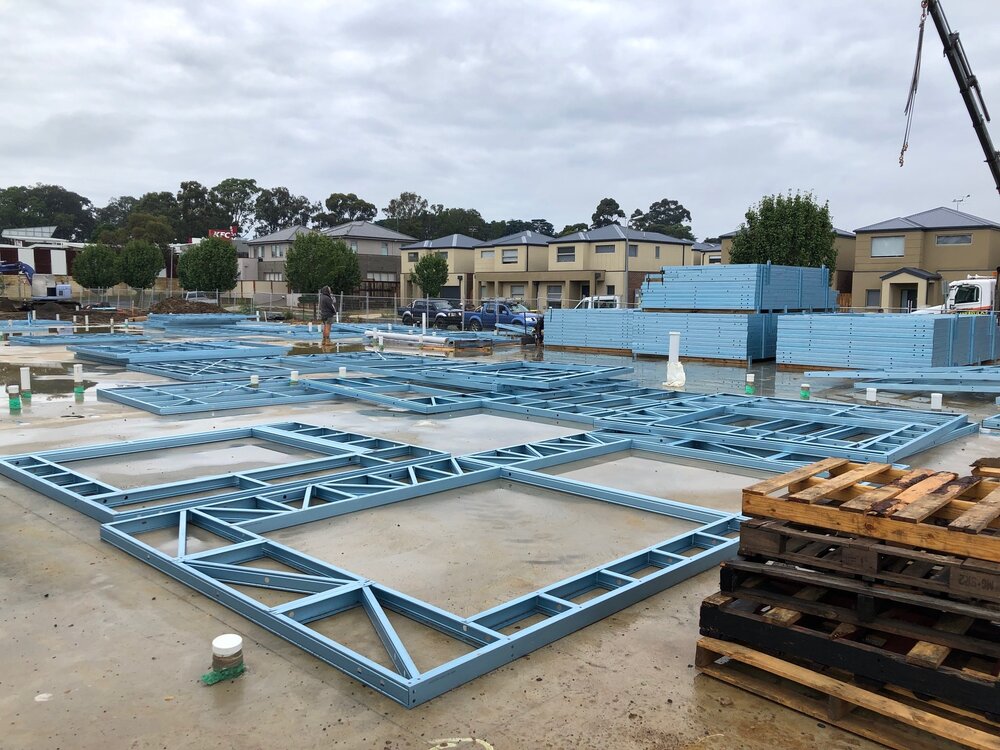 Frames laid out on site