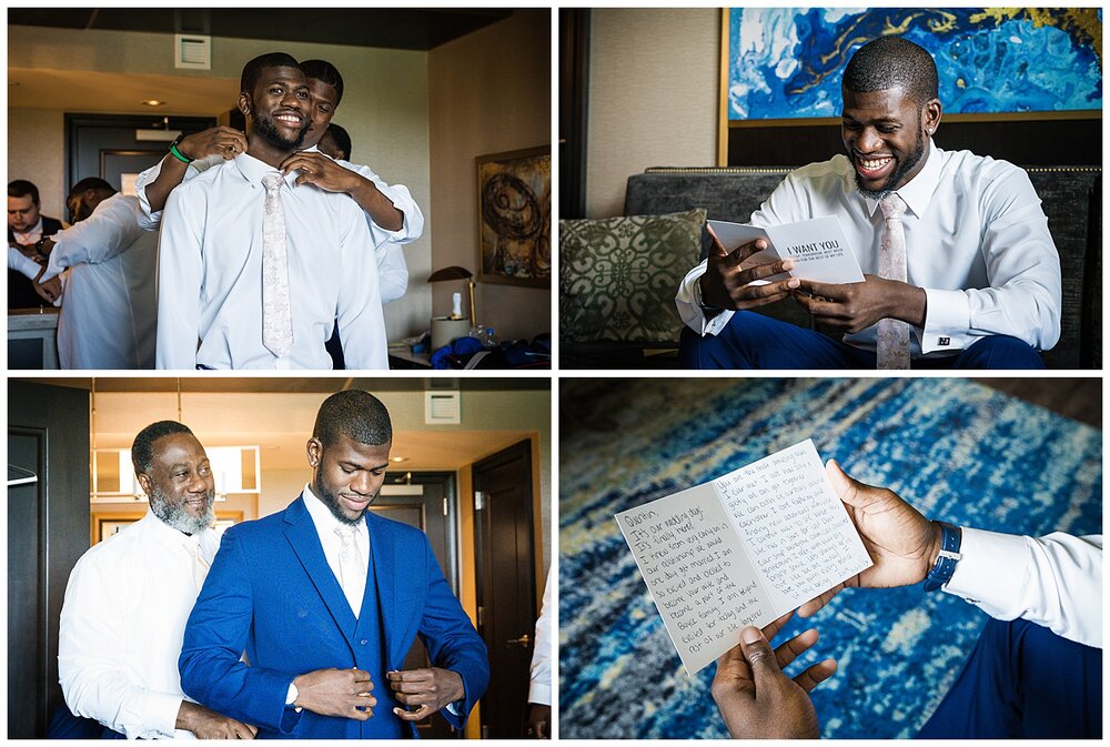  Groom getting ready for outdoor wedding  