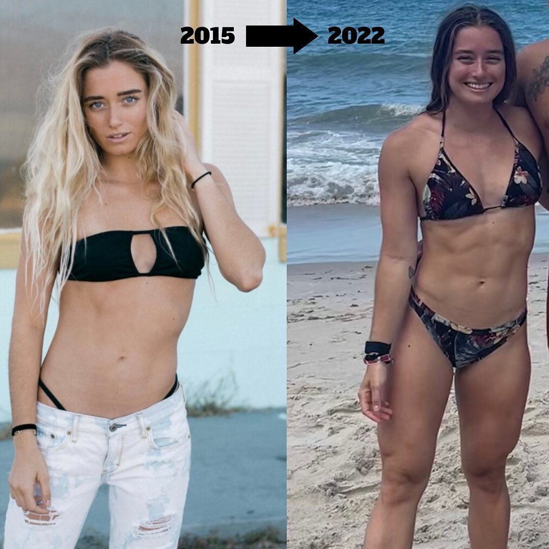 2015 ➡️ 2022
&bull;
Ooooof this one is a big WOW🤯 And don&rsquo;t worry, that&rsquo;s a bikini on the left hand side! Put on a good solid 15-20lbs during this time im sure. Nothin&rsquo; like eating good and training hard. 
&bull;
(And yes I cropped