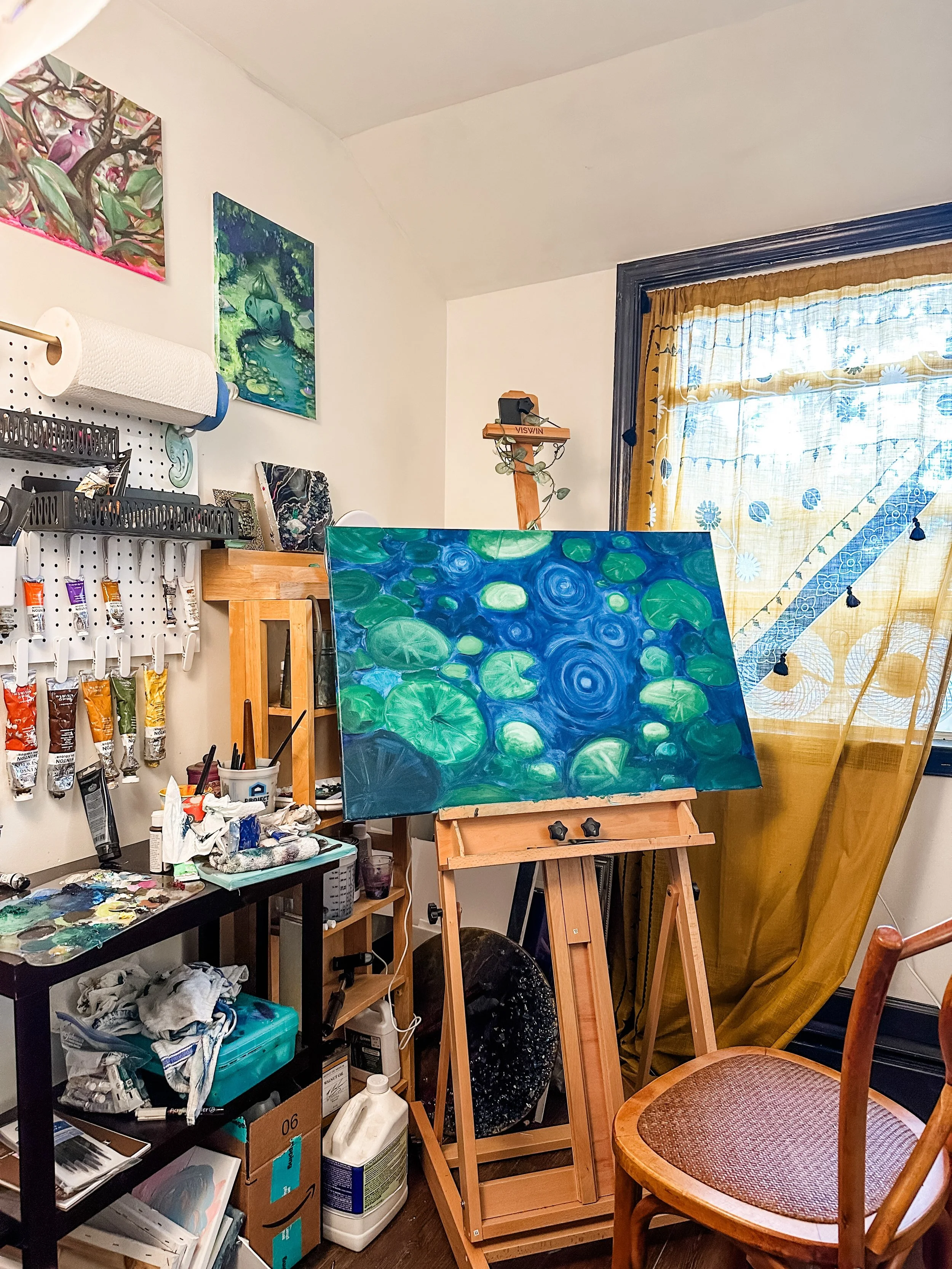 AI can't do this. 

AI can't create the peace I feel when I'm laying down brush strokes.

AI can't give you texture, can't lift the paint back up to create spots of light.

AI can't decide where to add a little red, for emotion.

AI isn't going to ma
