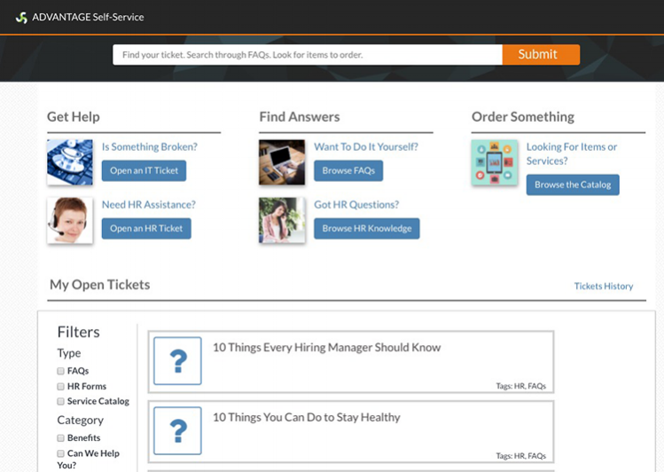 Multi-function Portal with Service Catalog added for ordering.
