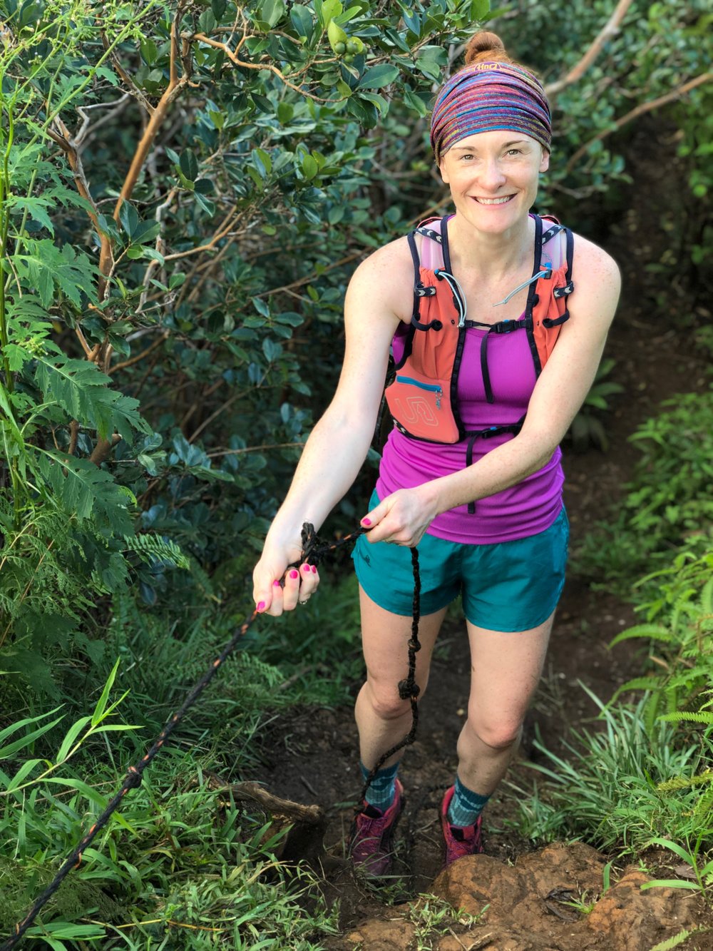  The ropes along Okolehao Trail were necessary for going up and down the muddy trails 