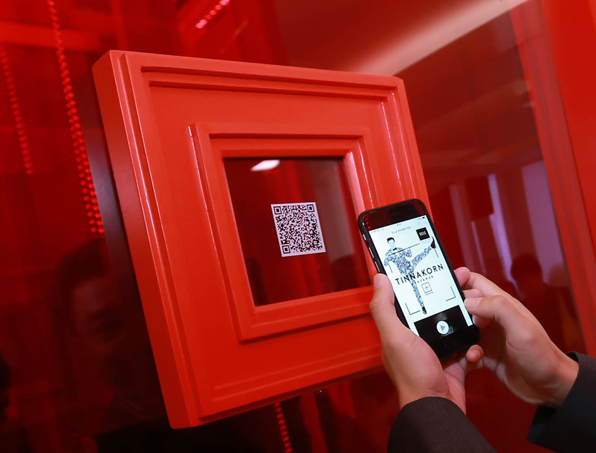 The exhibit can only be viewed through mobile device, once scan QR codes on displayed.
