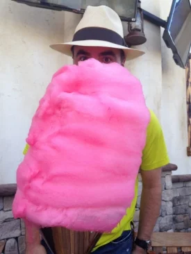 The restaurant gave us cotton candy.