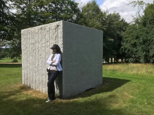 Pouting in the sculpture garden.