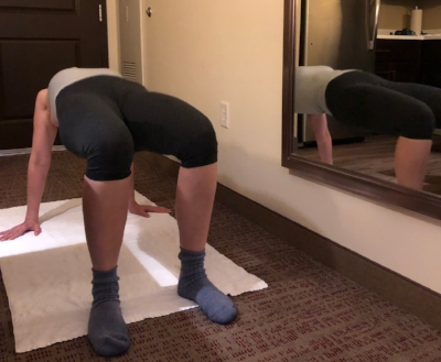 Reverse bridge, keeping cervical spine in line