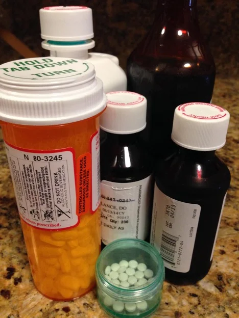 The last of my Vicodin, Lortab, morphine, Roxanol.