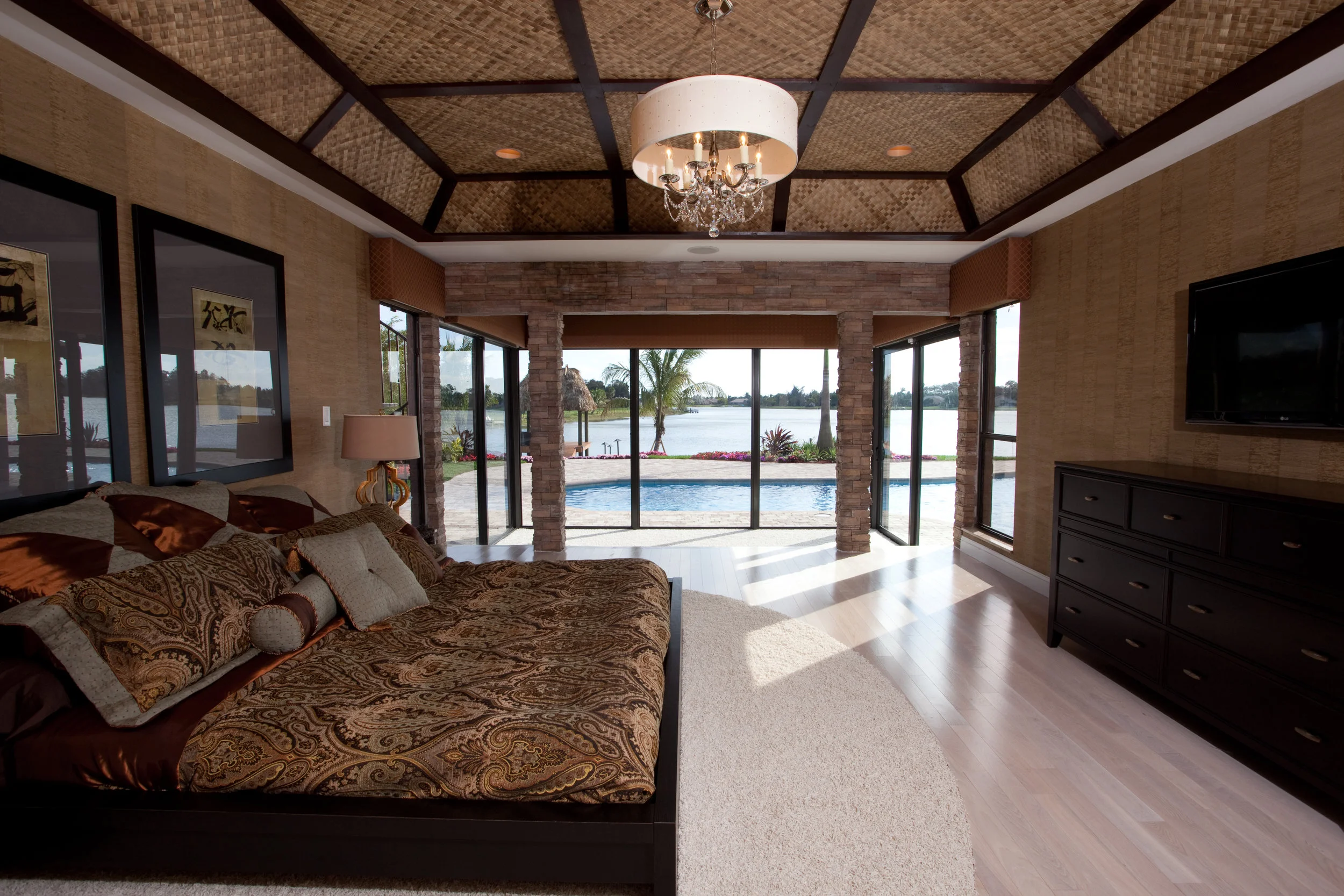 The Master bedroom was created by host and licensed contractor by Rob Van Winkle (also know as Vanilla Ice) for his DIY Network’s original series The Vanilla Ice Project. Rob decided to expand the room by tearing down the far wall that had extensiv