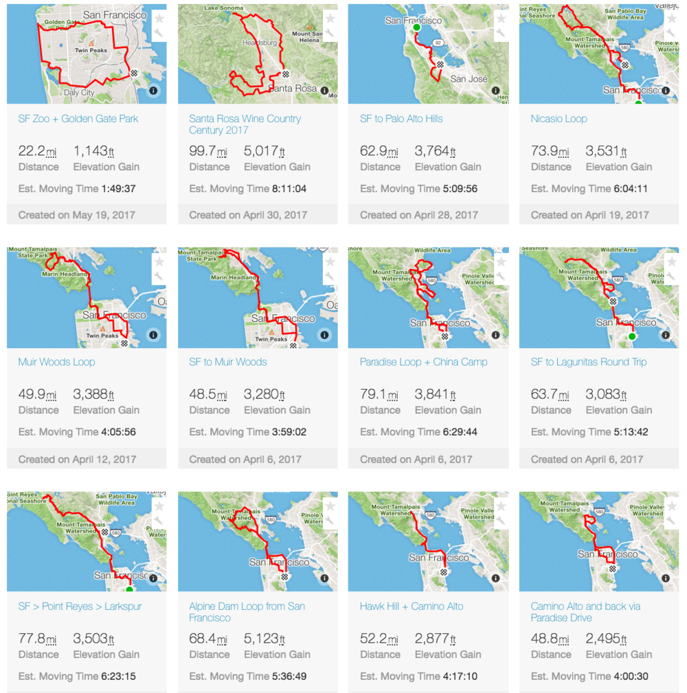 Some of our favorite cycling routes around the city. Check out Strava's guide for more popular routes in the area!