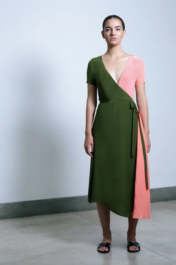Shaana Wrap dress - Olive_Coral.jpg