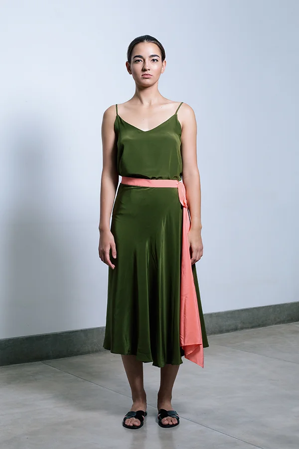 The shaana Pareo Skirt - Olive_Coral.jpg