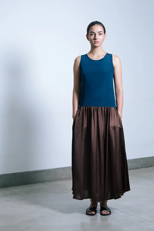 Ella dress - Midnight blue & Chocolate.jpg