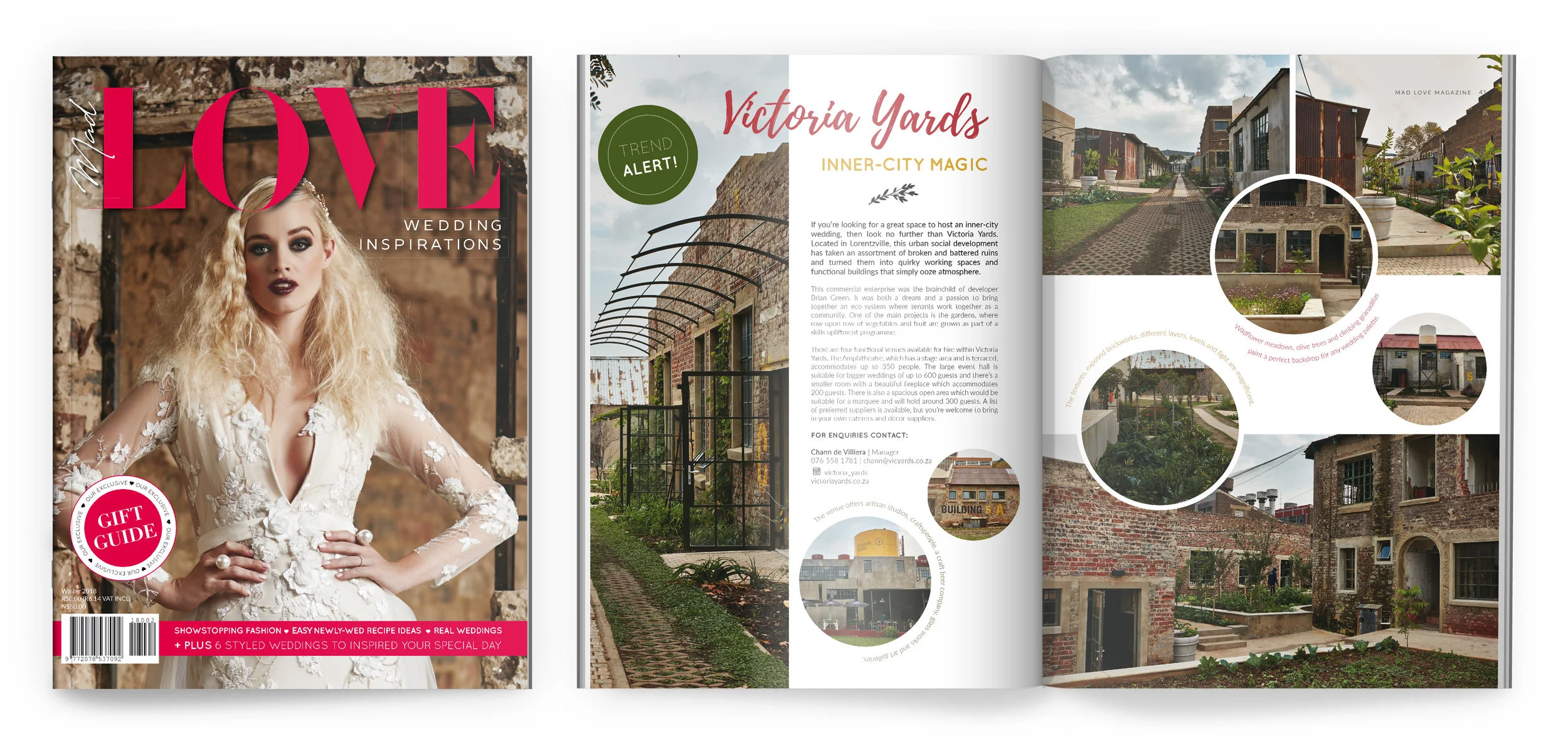 Victoria Yards featured in the winter 2018 issue of Mad Love Wedding Inspirations Magazine