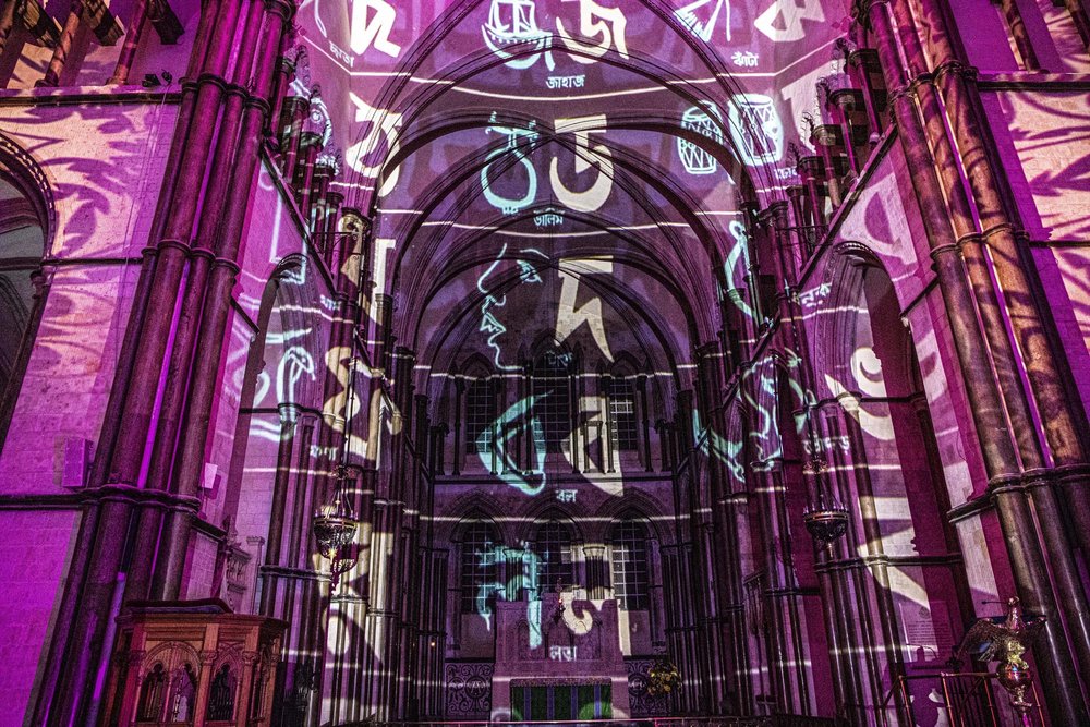 Rochester Cathedral Life light show 2022 luxmuralis Cathedral Light of Hope Star Peter Walker Sculptor_5.jpg