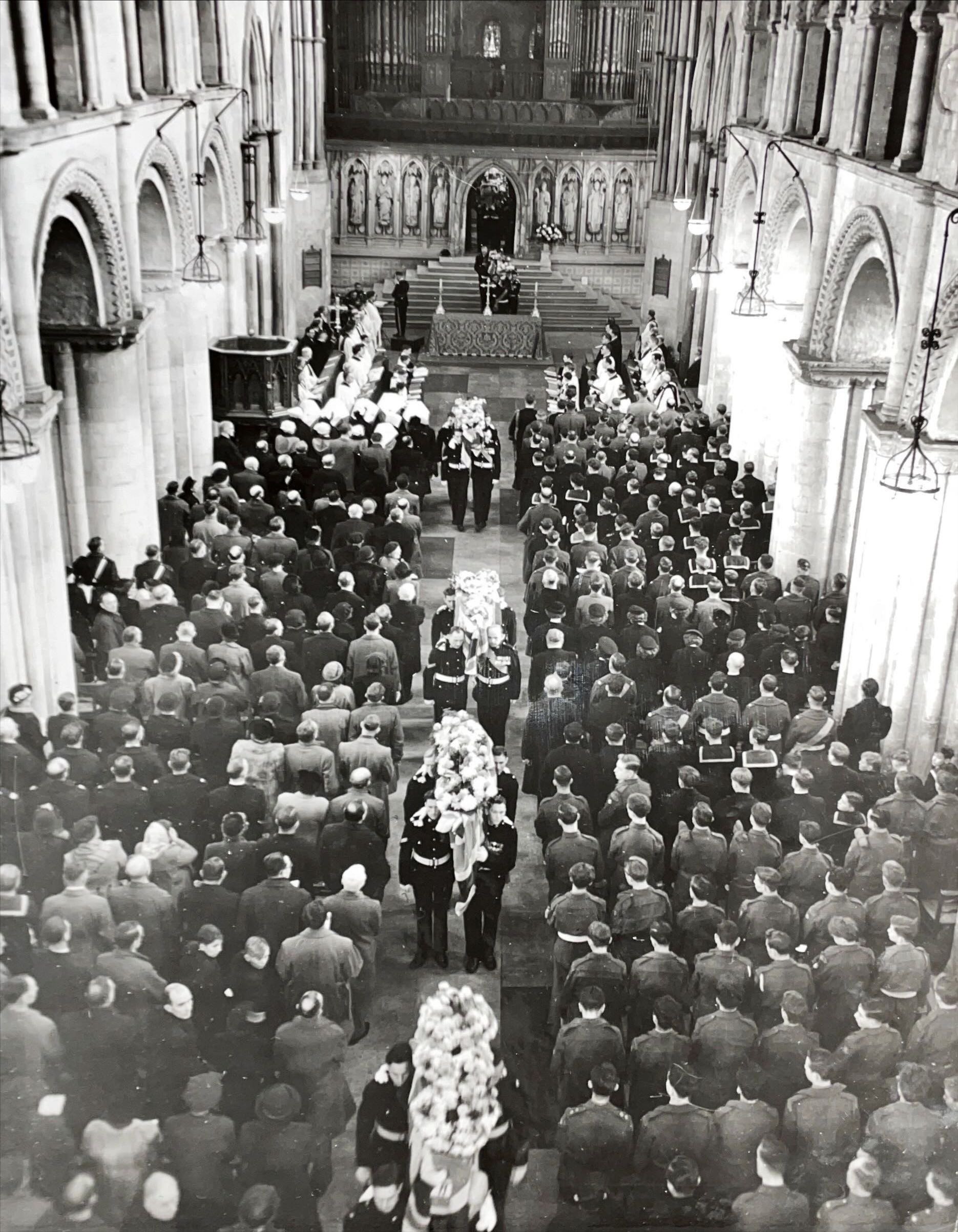 Royal Marines' Cadets' Funeral, December 1951 (2 of 3) the cortège leaving