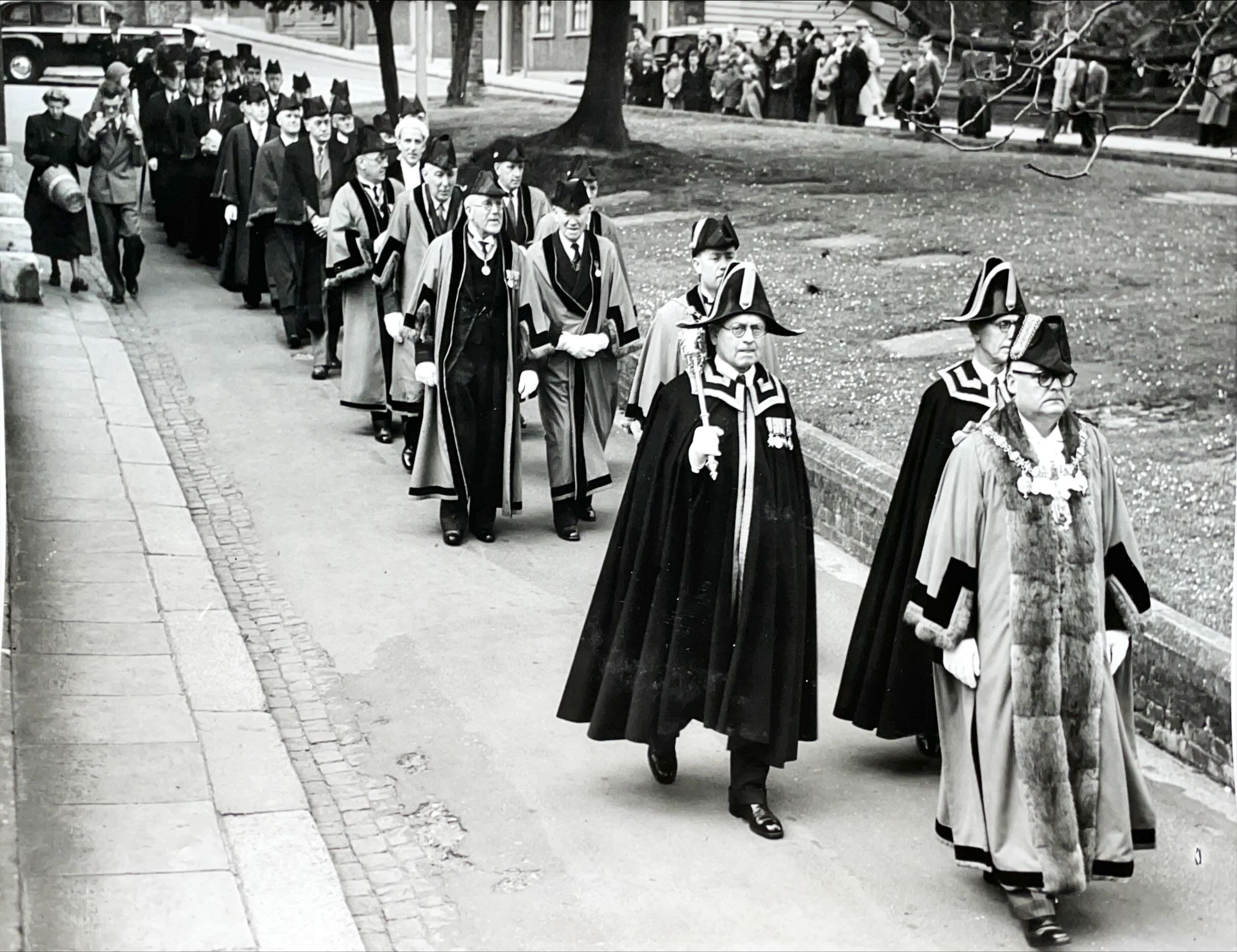 The Mayor of Rochester returning to the Guildhall after Coronation Civic Service, June 1953