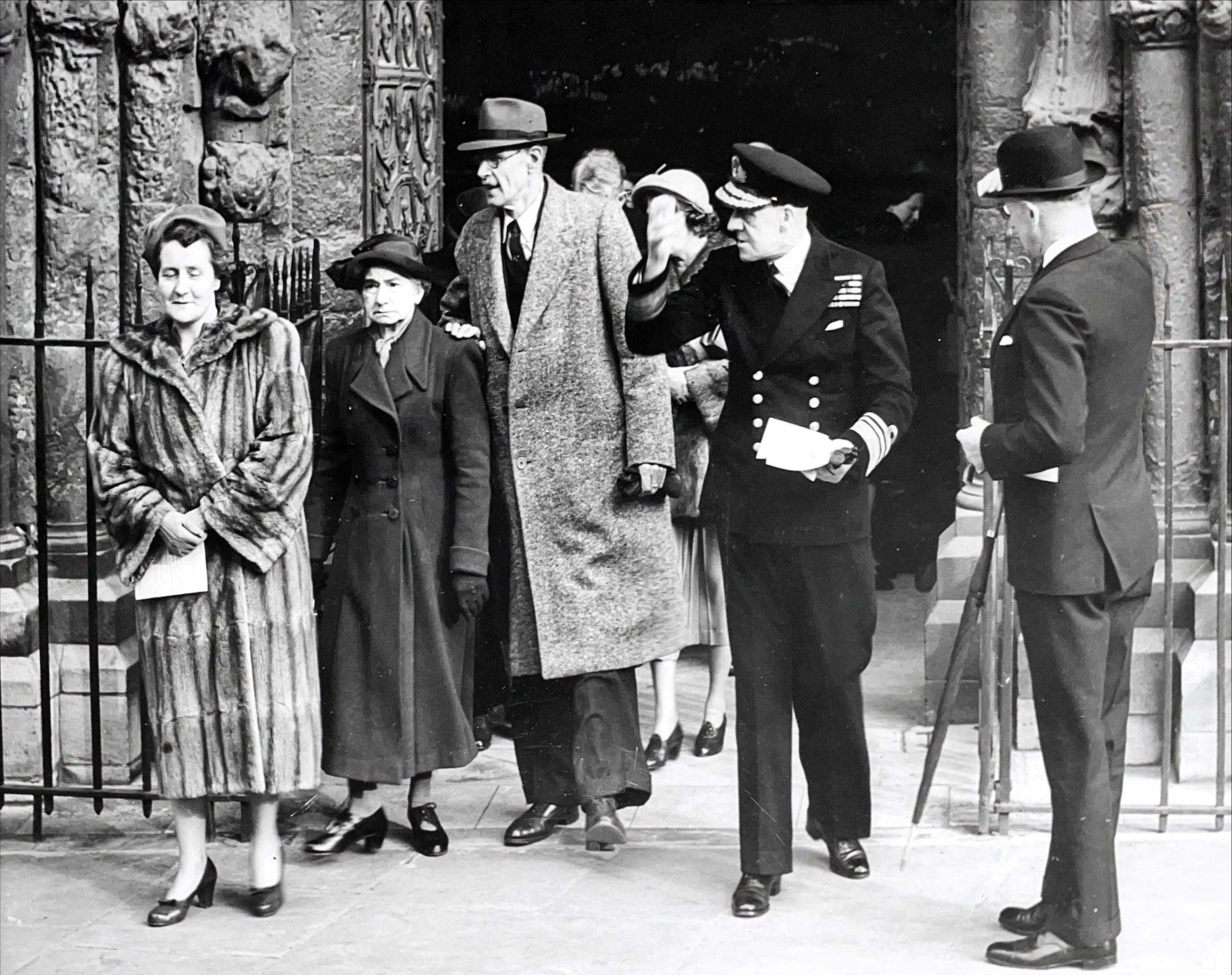 Mayoress of Rochester and Vice Admiral A. L. Poland after Restoration Appeal Service for £60,000, April 1953