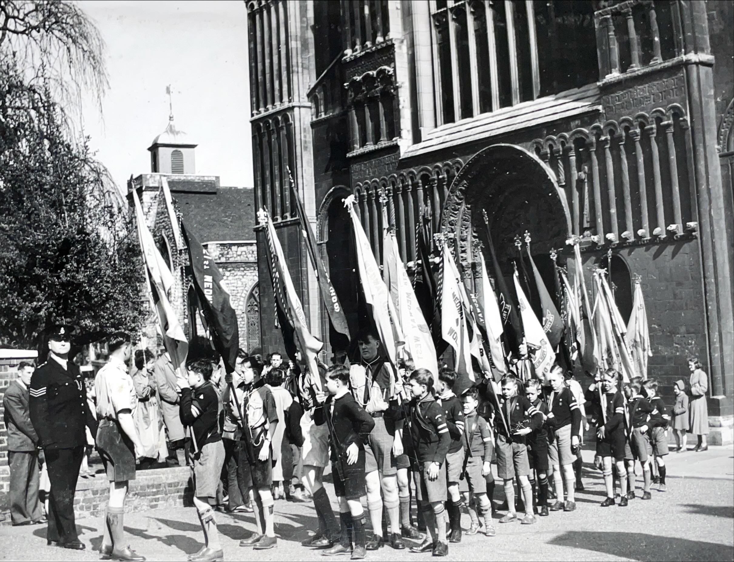 Medway West Scouts attending St George's Day Parade, April 1954