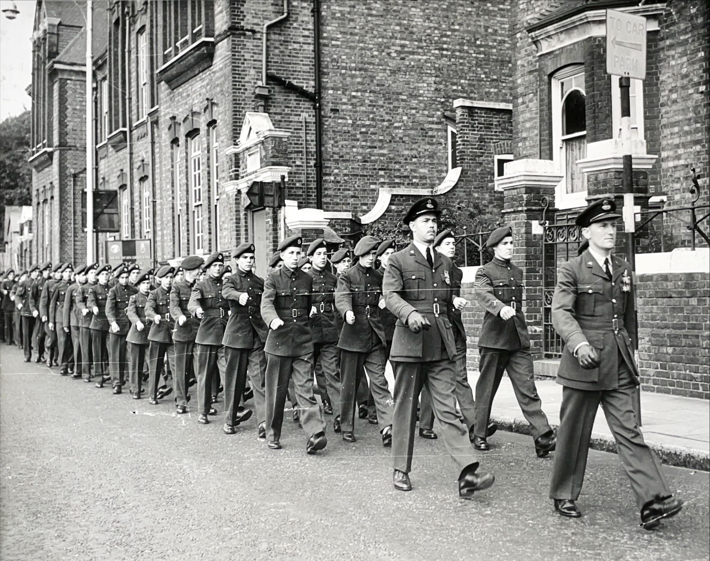 ATC Cadets marching to the Cathedrsal, September 1954