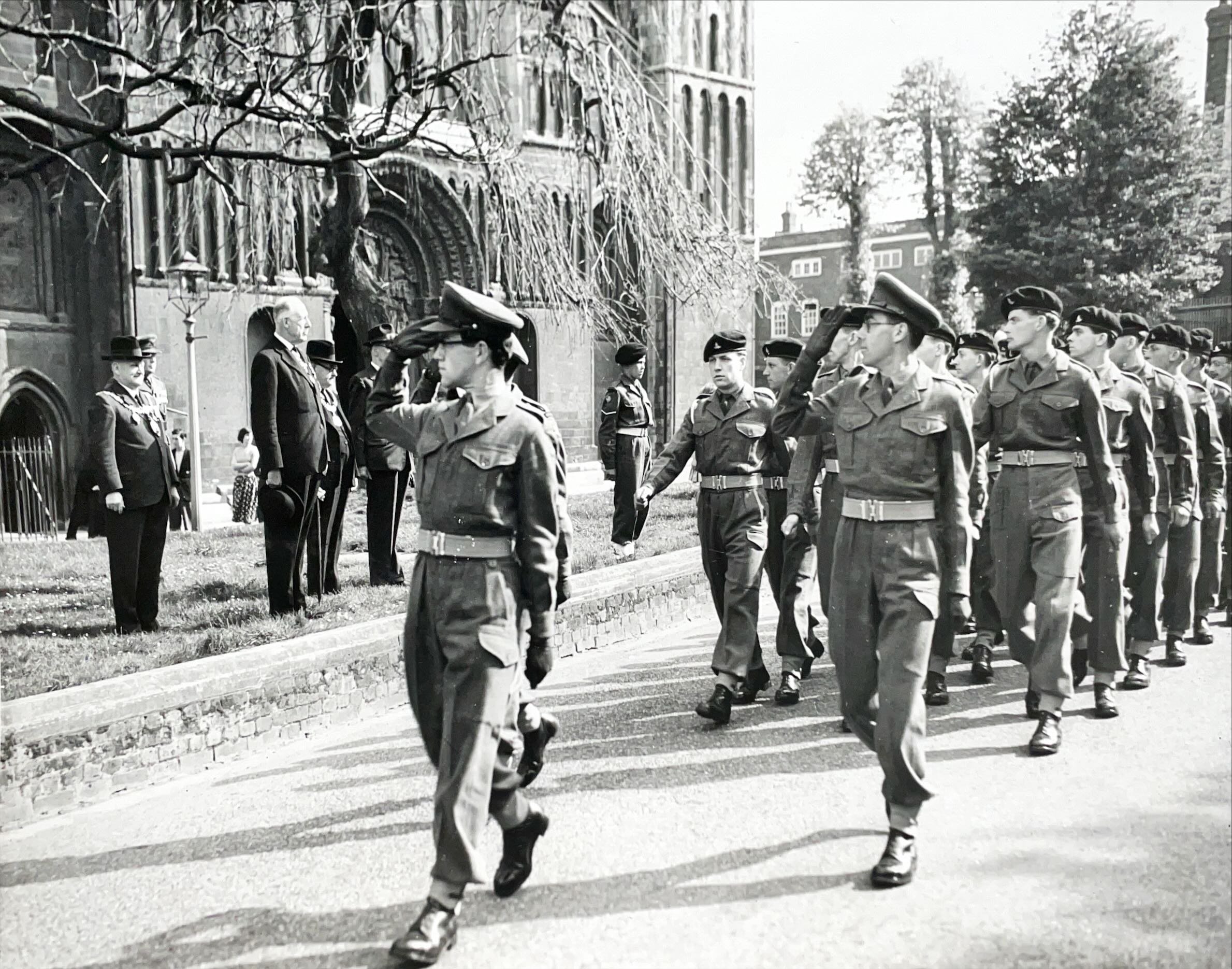 RA Association members marching to cathedral, May 1957