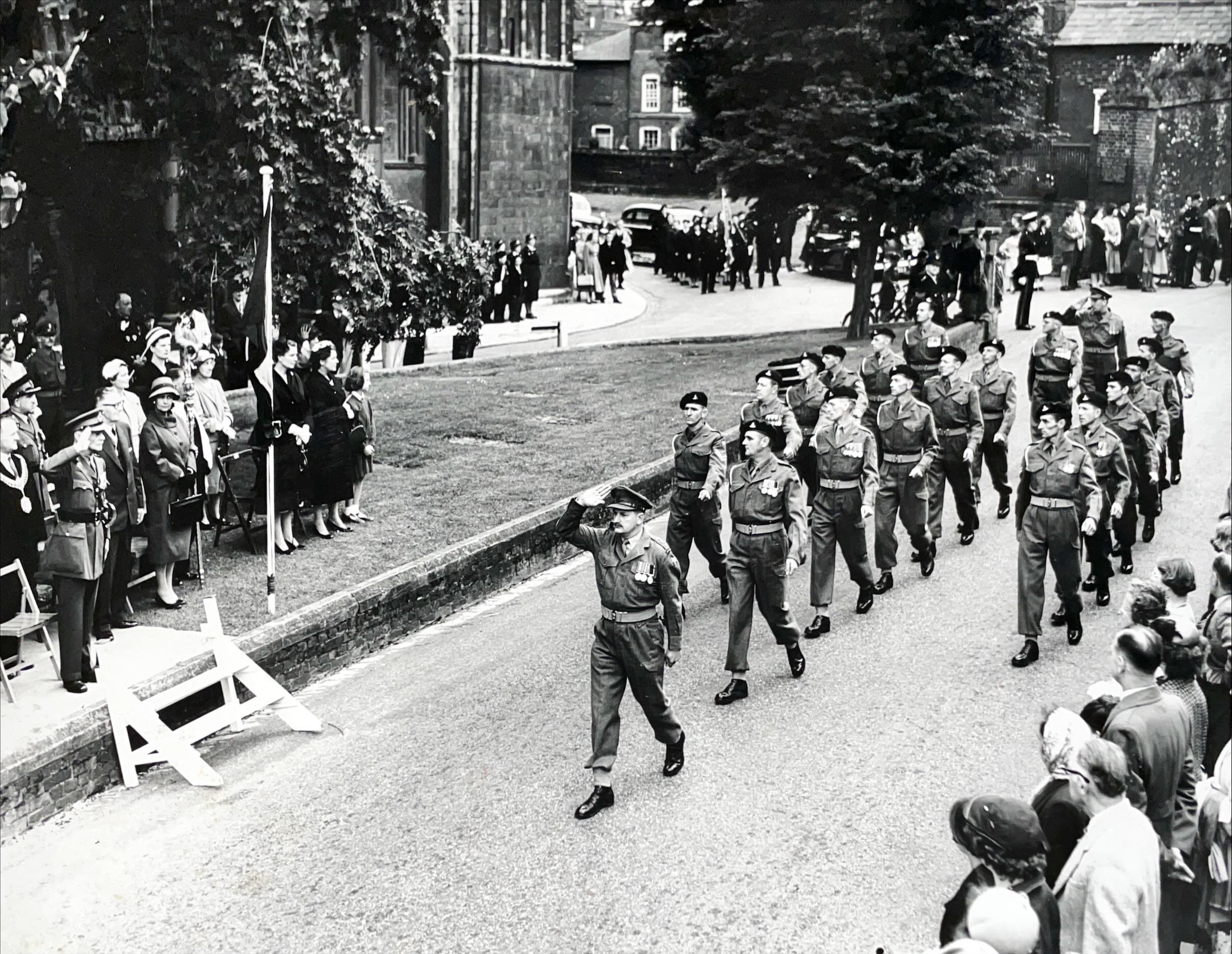 General Norman taking the salute at the TA march past, July 1958