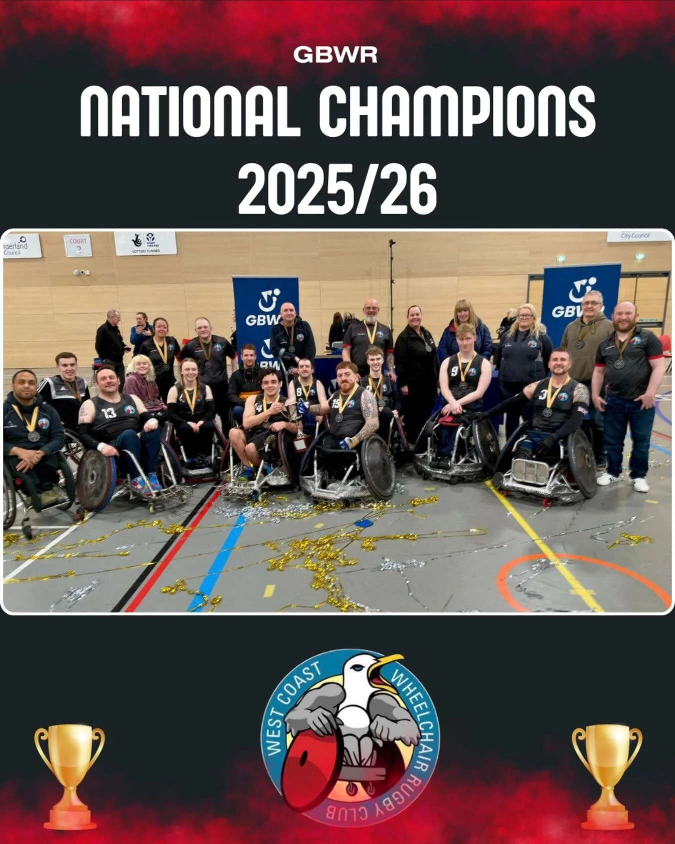 What a way to finish the season for West Coast Wheelchair Rugby Club 🏆

This weekend at the Allied Mobility National Championships, Crash were crowned GBWR Division 1 National Champions for the 2025/26 season, while Burn secured an excellent third-p