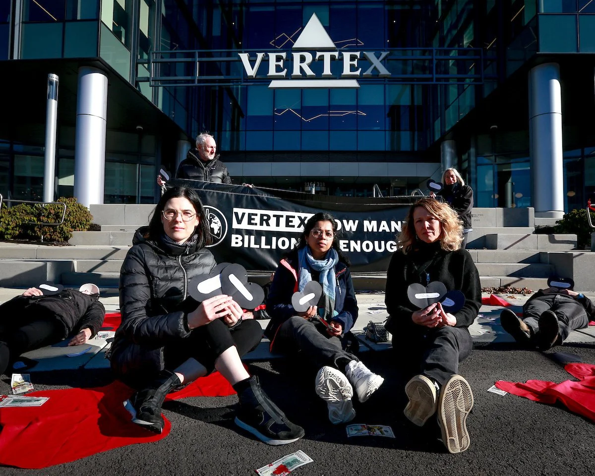 “Stop holding my child’s life to ransom”: parents protest Vertex’s Boston HQ