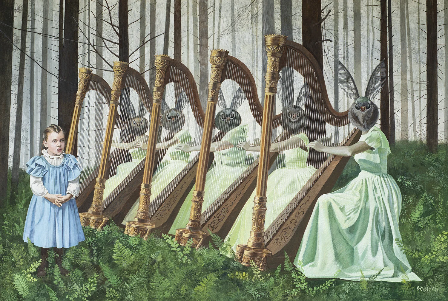 The Moth Harpists of Trinidad 2019, Gouache on Arches Paper, 32 x 40 inches