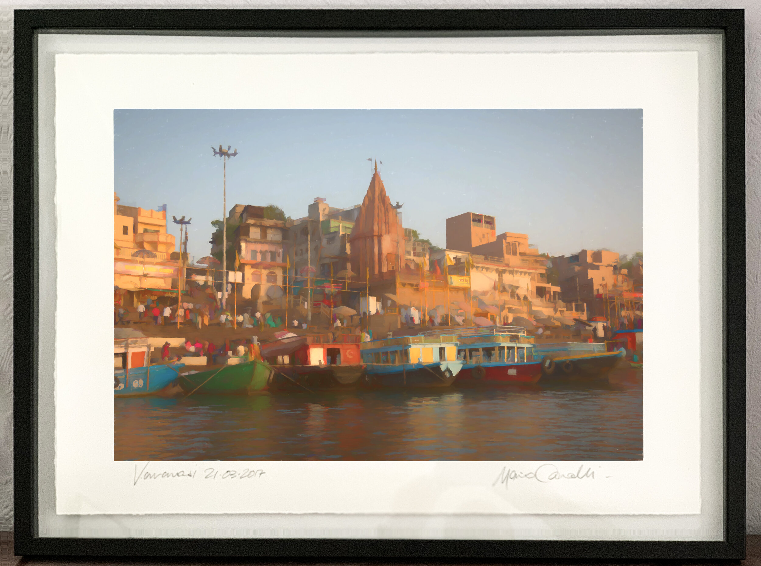 Varanasi Barges FRAMED