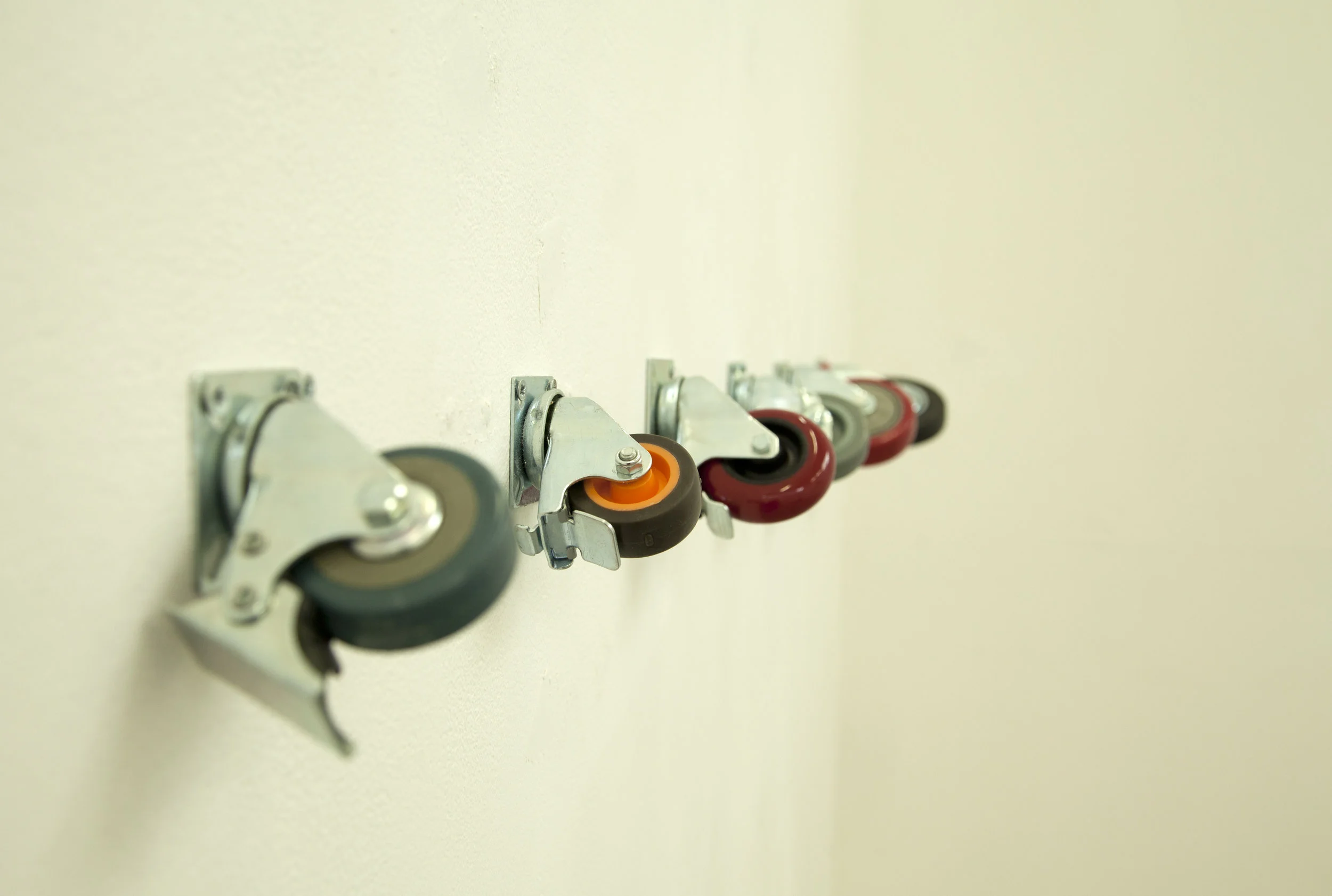 Ready, set, go, six different size trolley wheels, dimension variable, 2016